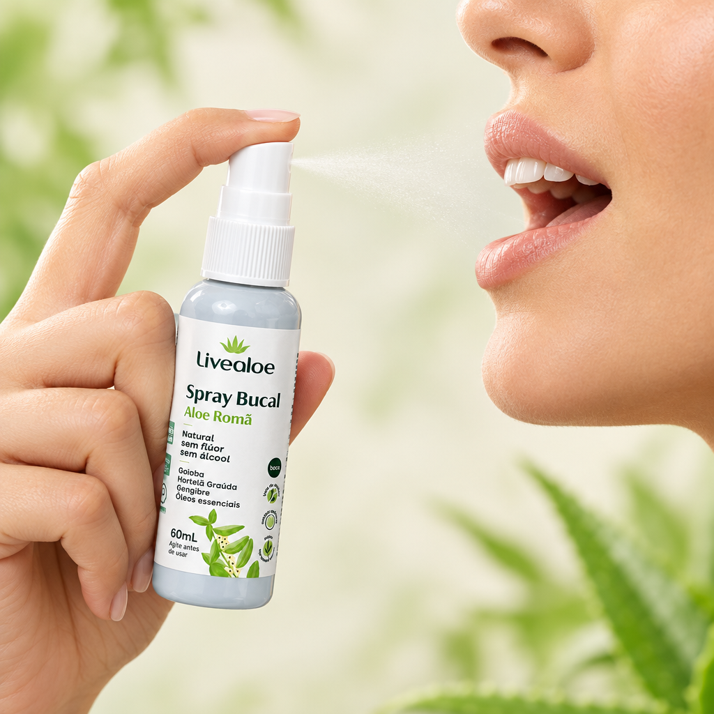 Demonstração de uso do Spray Bucal Livealoe