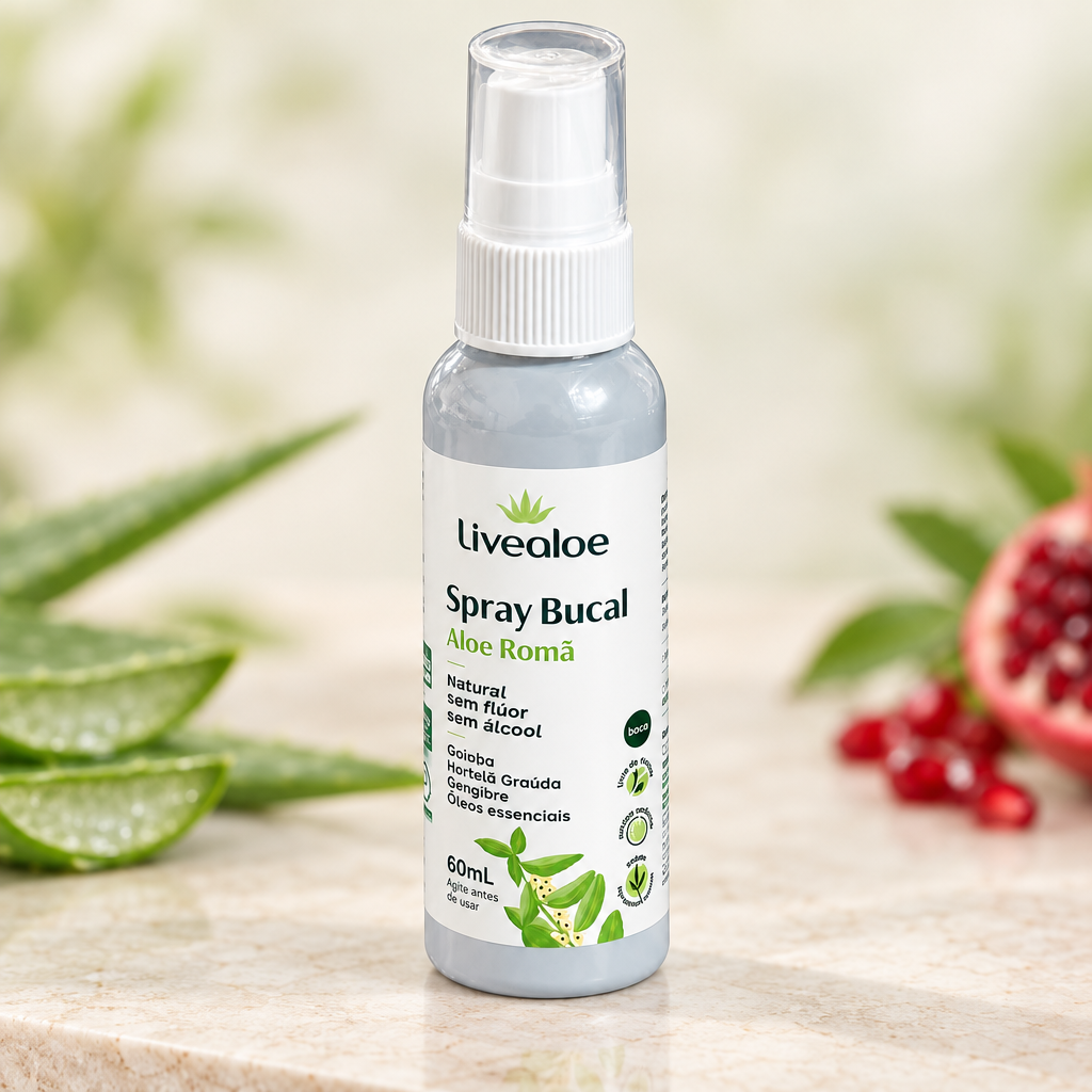 Spray Bucal Livealoe ambientado a partir da nova foto